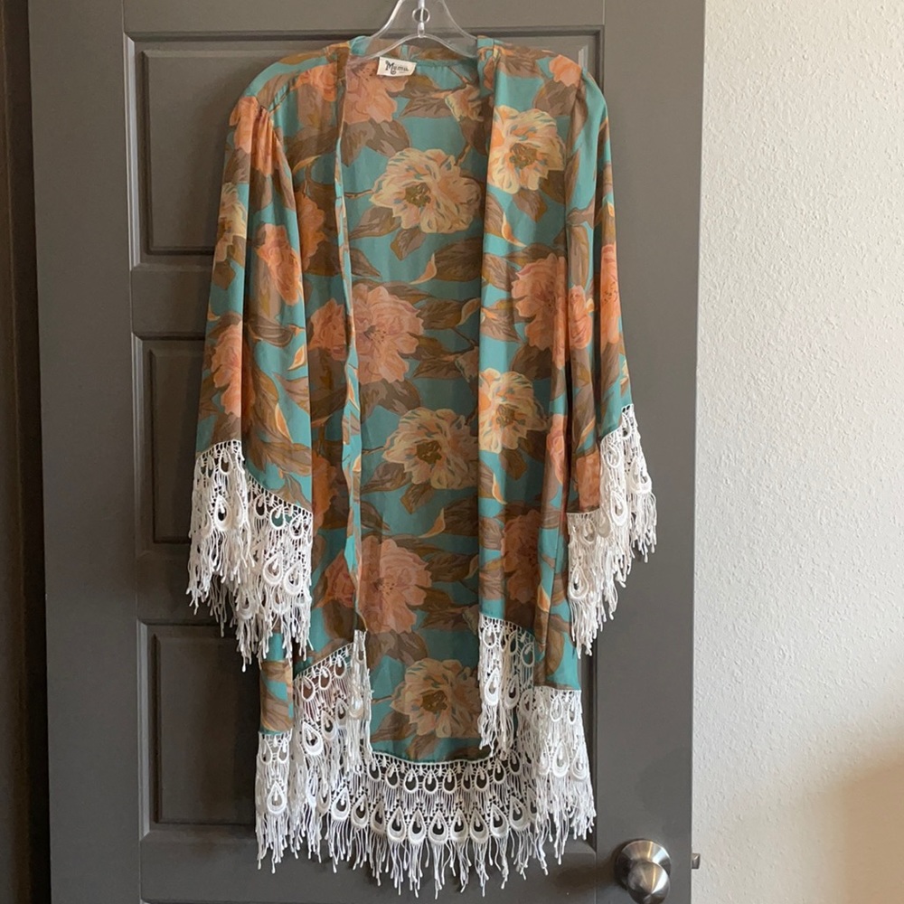 Boho Floral Ruana/ Cover Up